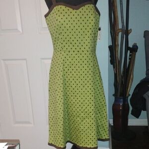 NWT KIM Rodgers Polka Dot Green Dress